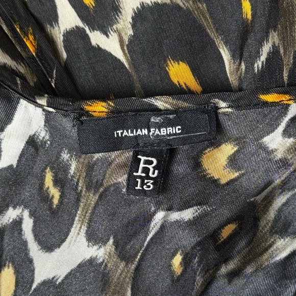 R13 90s Leopard Print Italian Fabric Sleeveless V-Neck Back Tie Slip Dress M - Picture 7 of 10